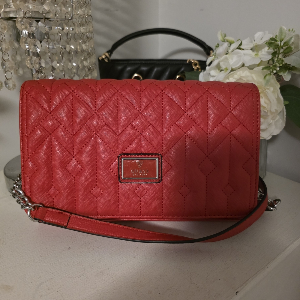GUESS Vibrant Red Quilted Crossbody Bag